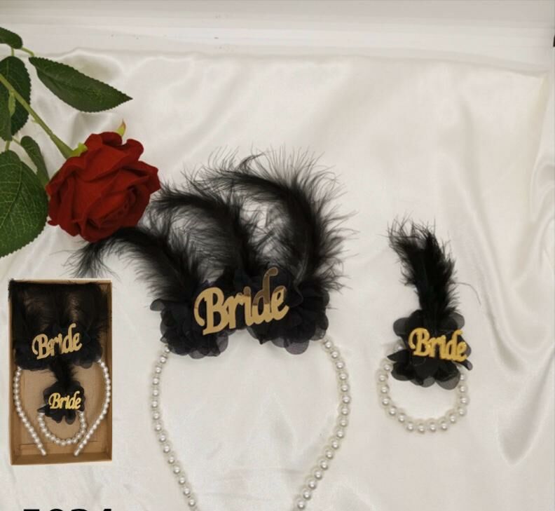 Bride İncili 2'li set siyah gold