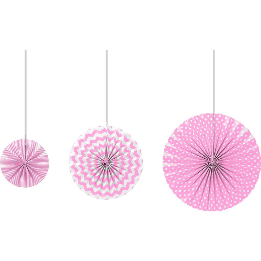 Üçlü Desenli Pembe Yelpaze Süs