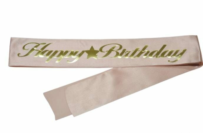 Happy Birthday Pembe Gold Kuşak
