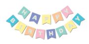 Macaron Happy Birthday Banner Gümüş