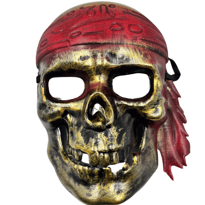 Plastik Maske Korsan İskelet Gold