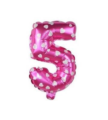 Pembe 5 Rakam Folyo Balon 16 inç