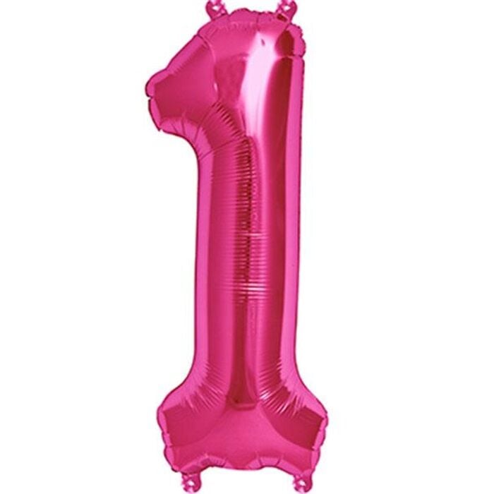 1 Rakam Pembe (Fuchsia) Folyo Balon 82 cm