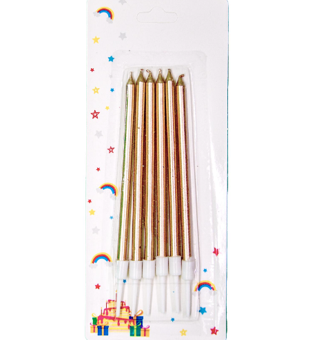 13 Cm Uzun İnce Mum 6'lı Rose Gold