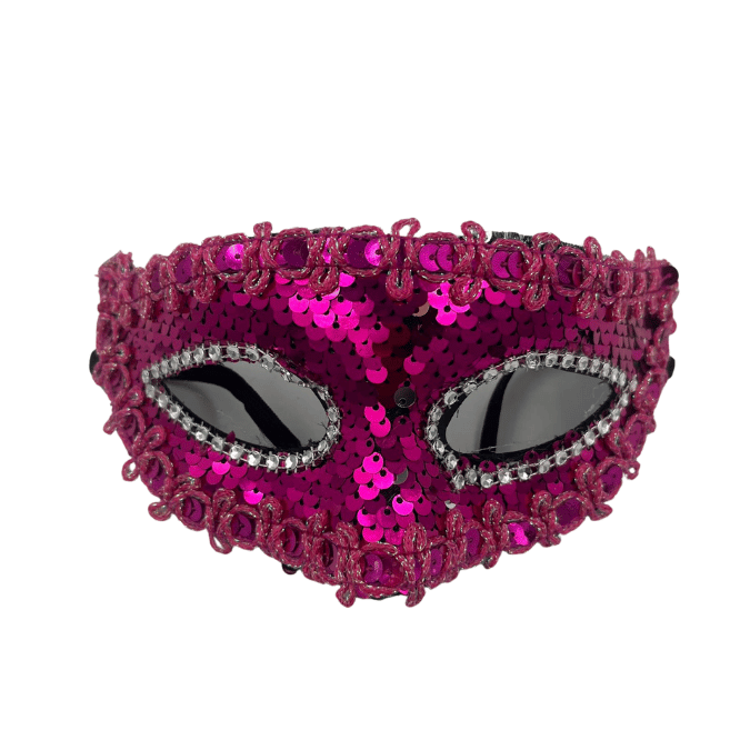 Maske Plastik Pullu Lüks Fuşya