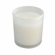 Boyalı Bardak Standart Mum - Mimoza Kokulu - tekli - Buzlu Beyaz Renk - 6,5*8 cm