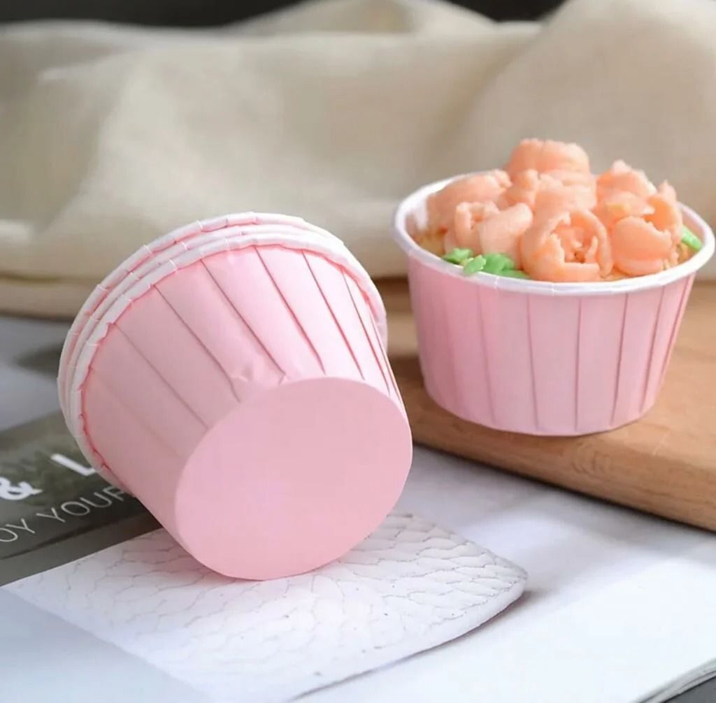 Düz Pembe Muffin Kek Kapsülü 25'li
