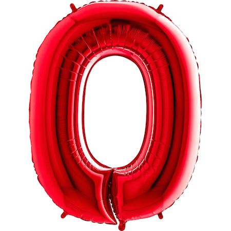 40'' Kırmızı 0 Rakam Folyo Balon 100 Cm