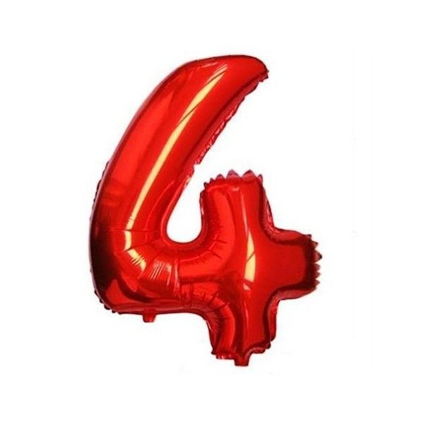 40'' Kırmızı 4 Rakam Folyo Balon 100 Cm