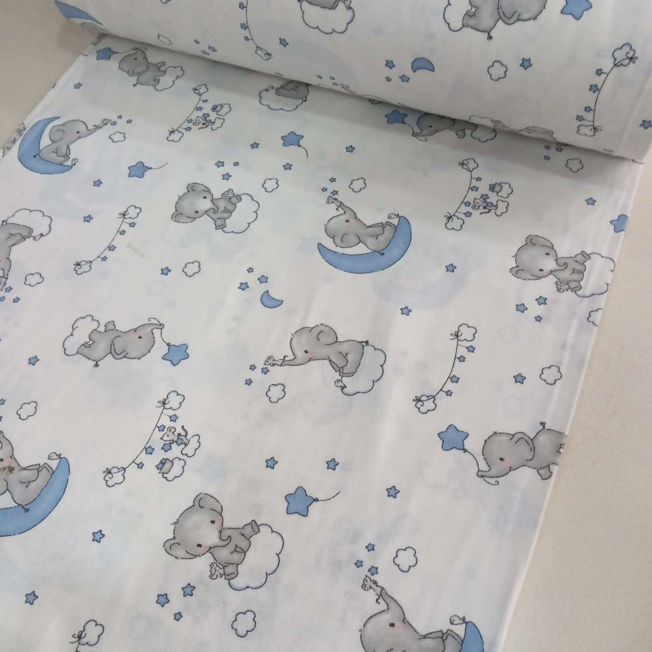 Mavi Fil ve Minik Fare Pazen Kumaş