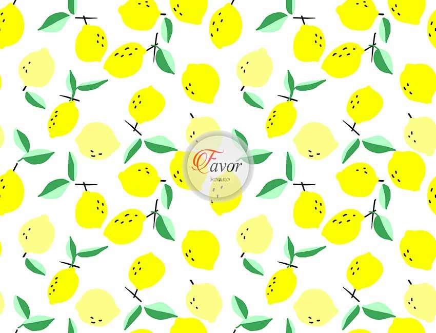 Beyaz Zemin Limon Desenli Kumaş