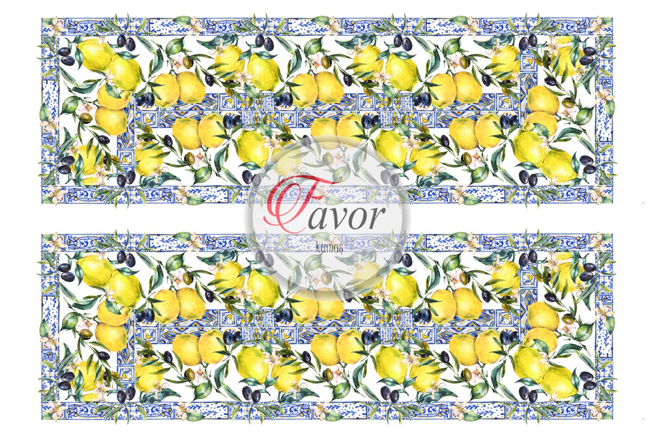 Limon Desenli Runner ve Supla Kumaşı