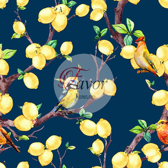 Limon Ağacı Desenli Kumaş