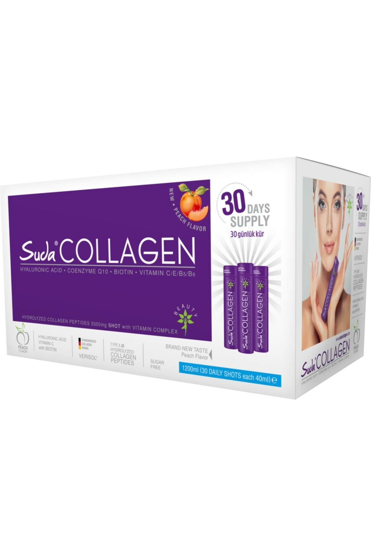Suda Collagen Peach 1200 Ml+30 Shots-Şeftali Aromalı Kollajen