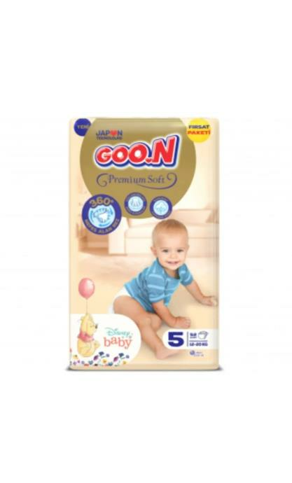 Goo.n Premium Soft 5 Numara Süper Yumuşak Bant Bebek Bezi Fırsat Paketi - 52 Adet