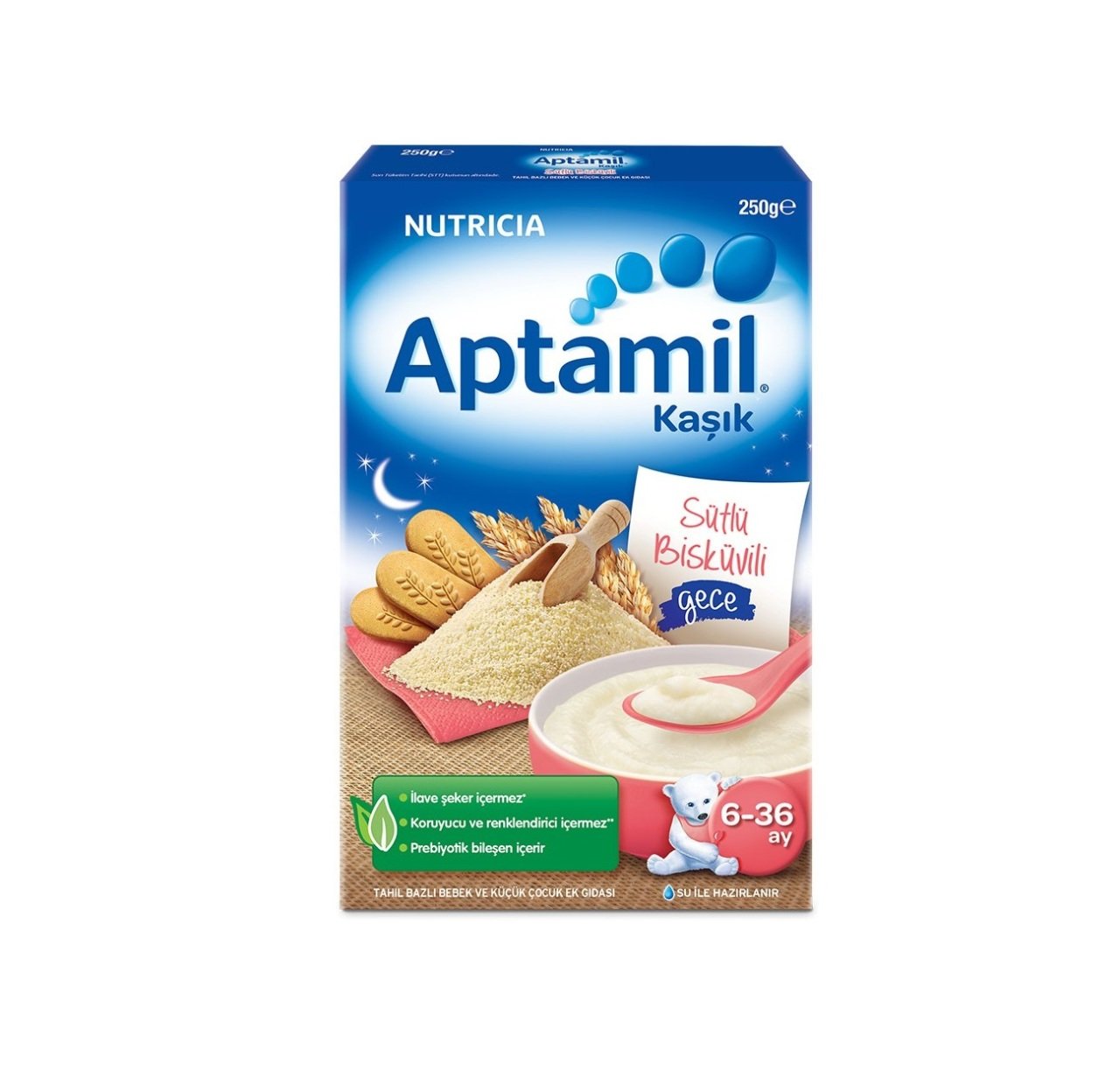 MİLUPA K.APTAMİL 250G SÜTLÜ BİSK.GECE 1*7