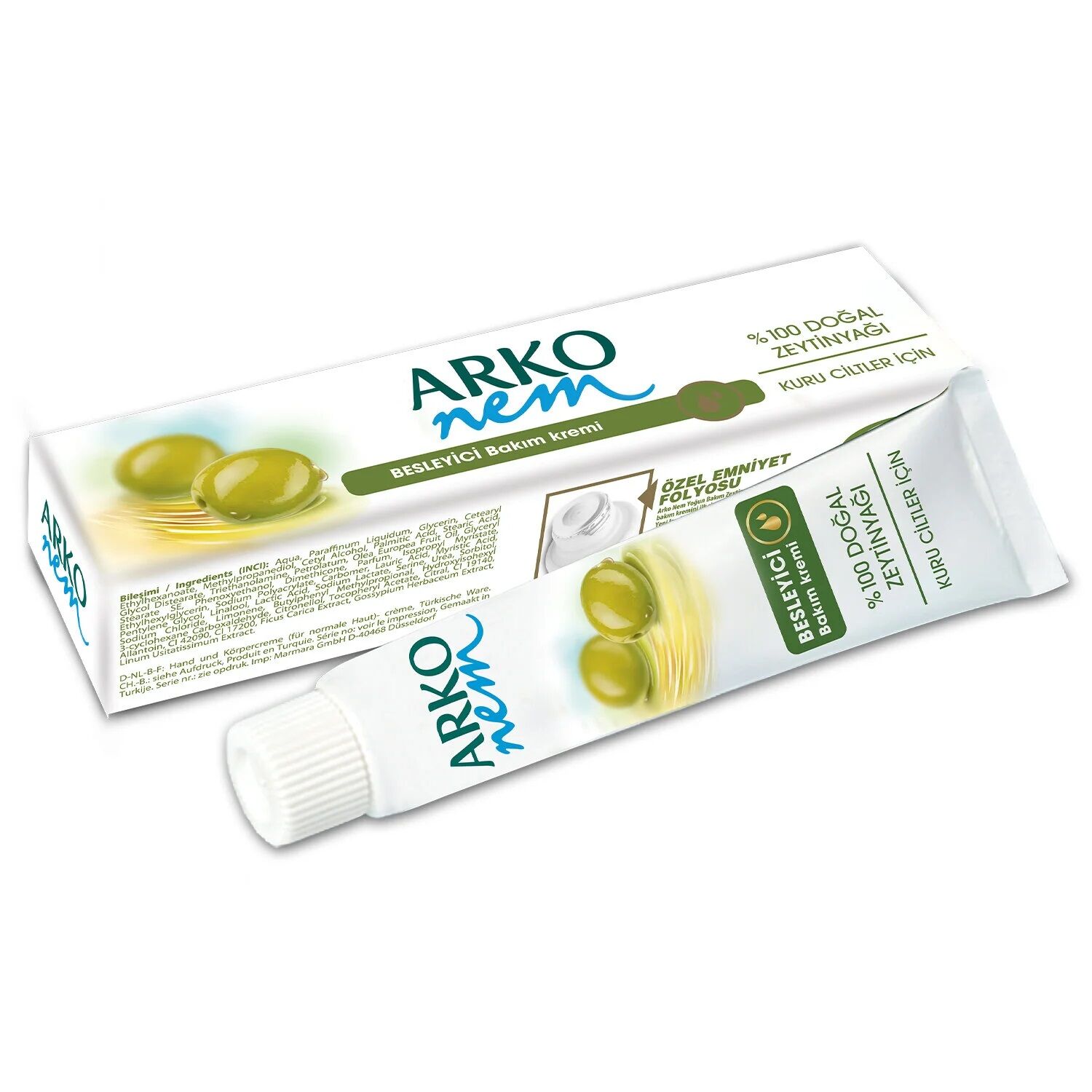 ARKO KREM NEM 20ML ZEYTİNYAĞI KURU CİLTLER İÇİN 1*12