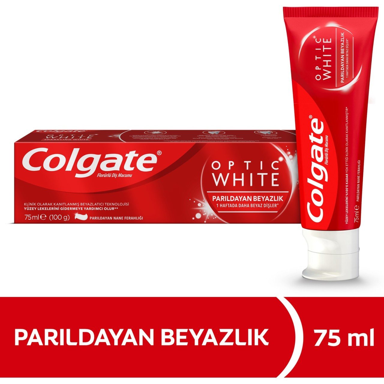 COLGATE M.OPT.BEYAZ 75ML PARILDAYAN BEYAZLIK 1*48