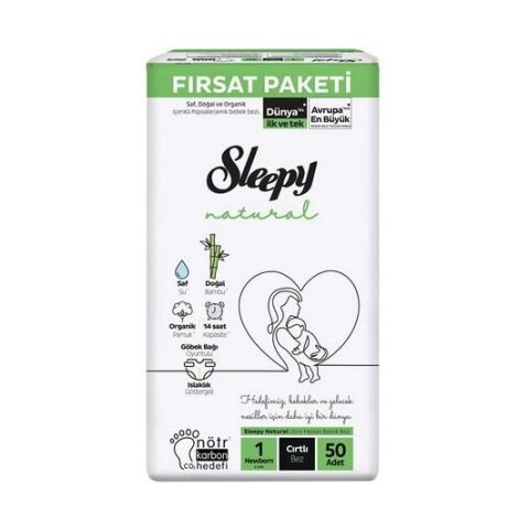 SLEEPY B.FIRSAT NATUREL TEKLİ 1 YENİDOĞAN 2-5KG 50'Lİ 1*6