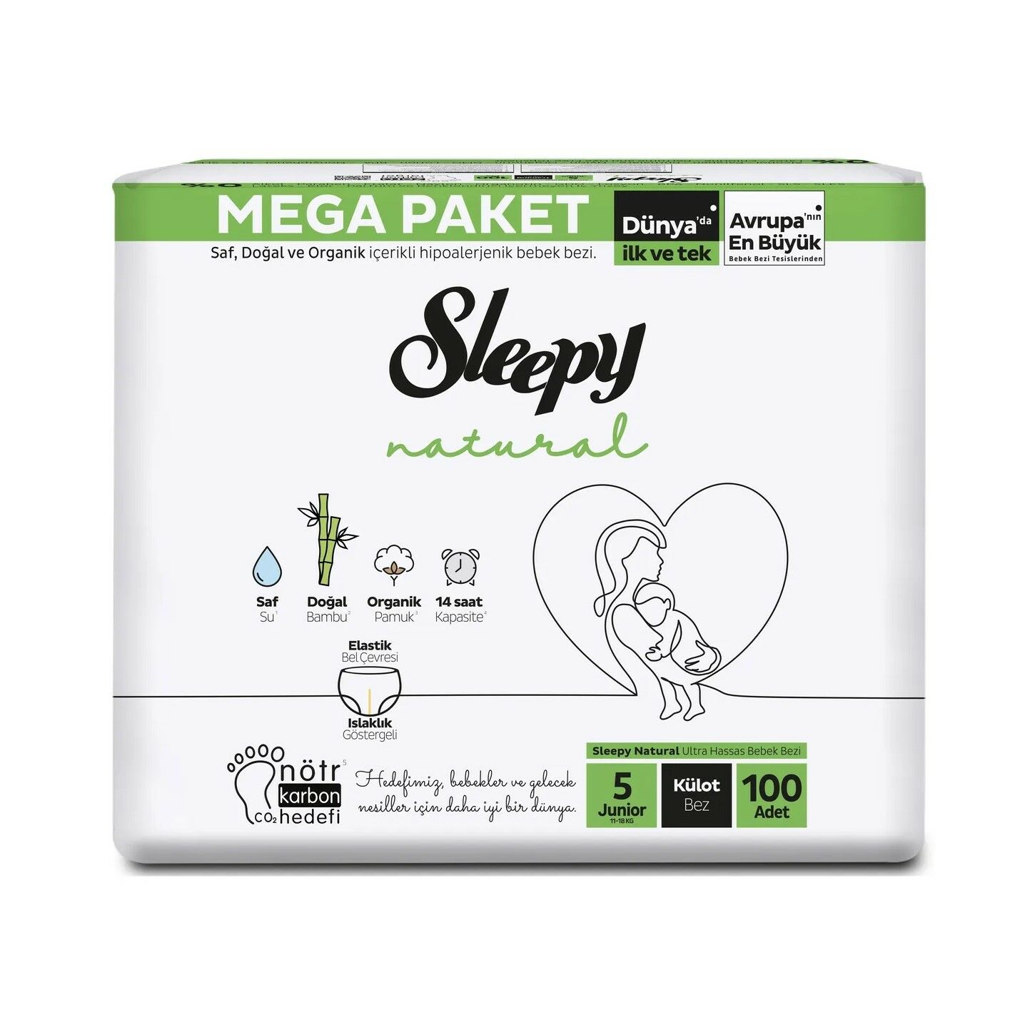 SLEEPY KÜLOT BEZ NAT.MEGA 5JUNİOR 100'LÜ 11-18KG 1*3