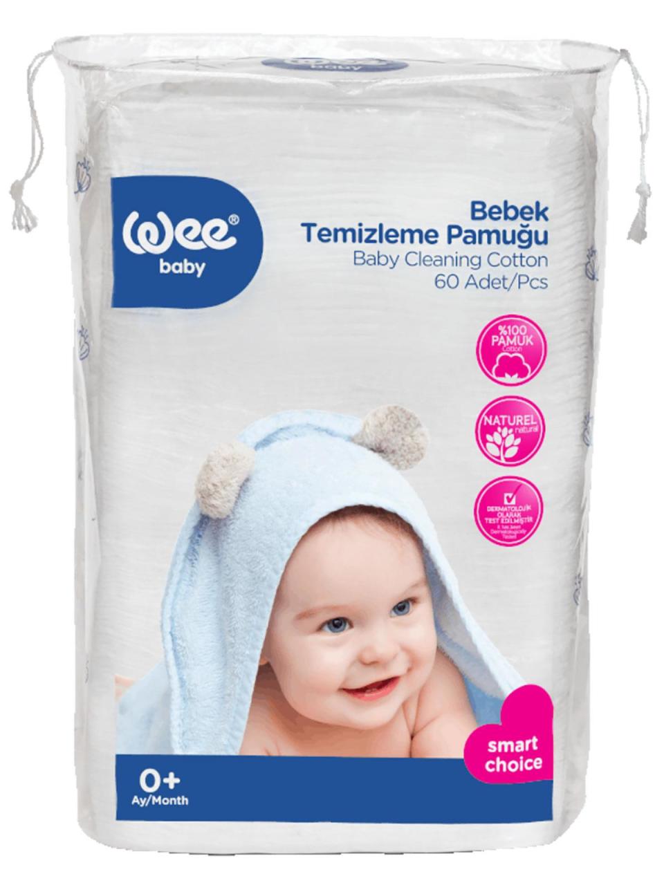 WEE BEBEK TEMİZLEME PAMUĞU 60'LI KOD:321 1*48