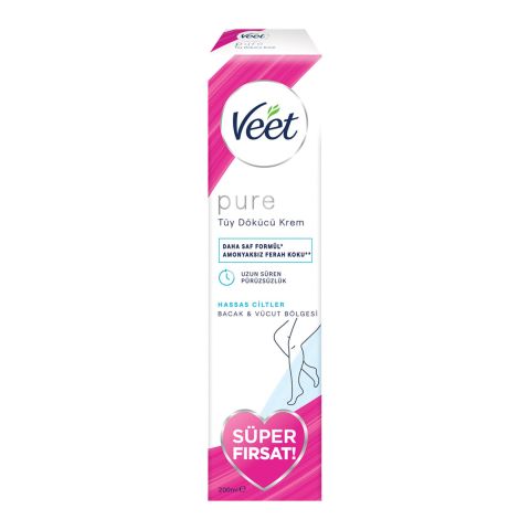 VEET TÜY DÖK.KREM 200ML PURE BACAK VE VÜCUT HASSAS CİLT 1*6