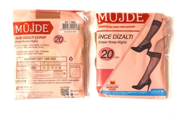 MÜJDE D.NO:57 TEN DİZALTI ÇORAP 1*24