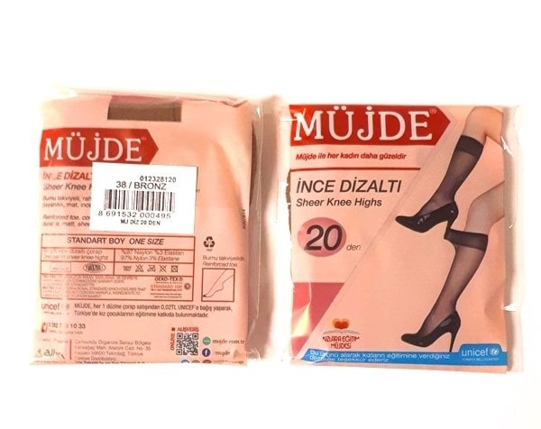 MÜJDE D.NO:38 BRONZ DİZALTI ÇORAP 1*24