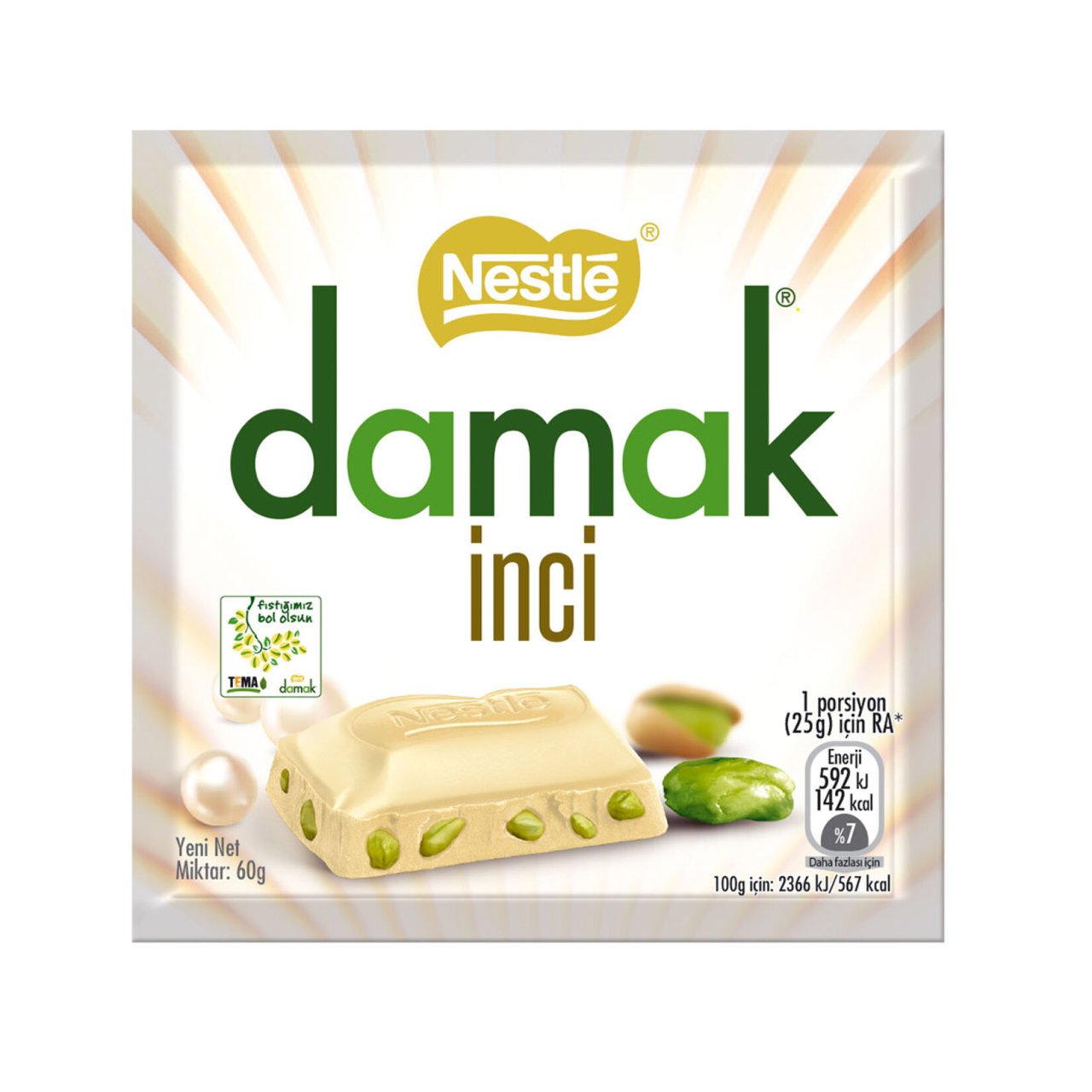 NESTLE Ç.DAMAK 60GR İNCİ ANTEP FISTIKLI BEYAZ 1*6*24