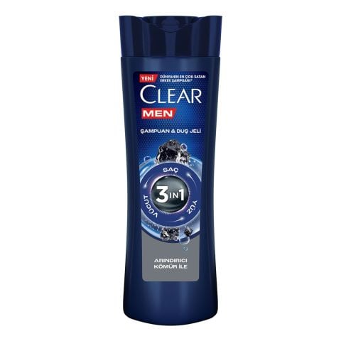 CLEAR 350ML MEN 3/1 ŞAMPUAN& DUŞ JELİ ARINDIRICI KÖMÜR 1*25