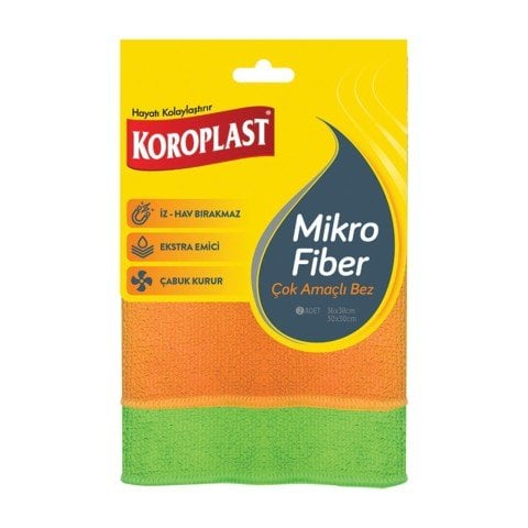 KOROPLAST MİKROFİBER ÇOK AMAÇLI BEZ 2Lİ 1*24