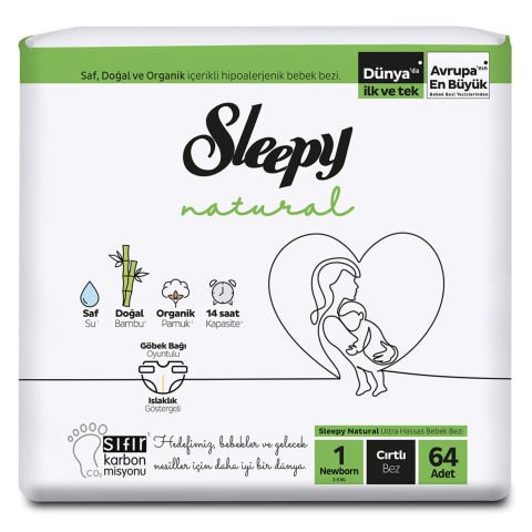 SLEEPY B.JUMBO NAT.2Lİ 1YENİDOĞAN 2-5KG 64'LÜ 1*4