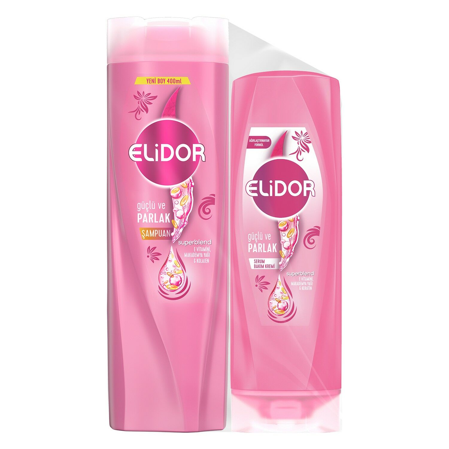 ELİDOR ŞAMPUAN 400ML+200ML GÜÇLÜ&PARLAK SAÇ KREMİ SUPERBLEND 1*10