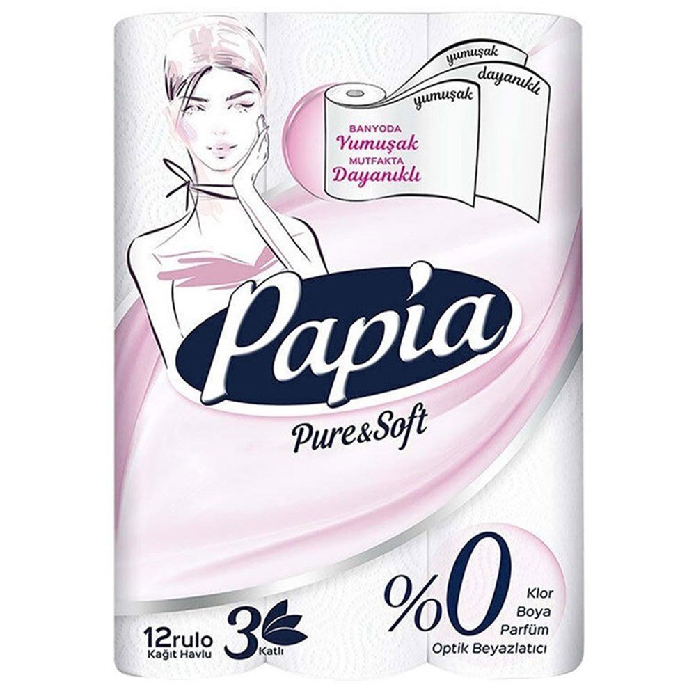 PAPİA H.12'Lİ HAVLU PURE& SOFT 3KATLI 1*2