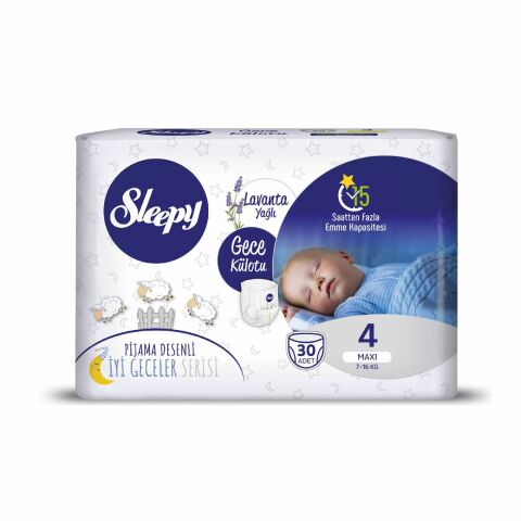 SLEEPY KÜLOT BEZ GECE 4MAXİ 7-16KG 30'LU LAVANTA YAĞI 1*6