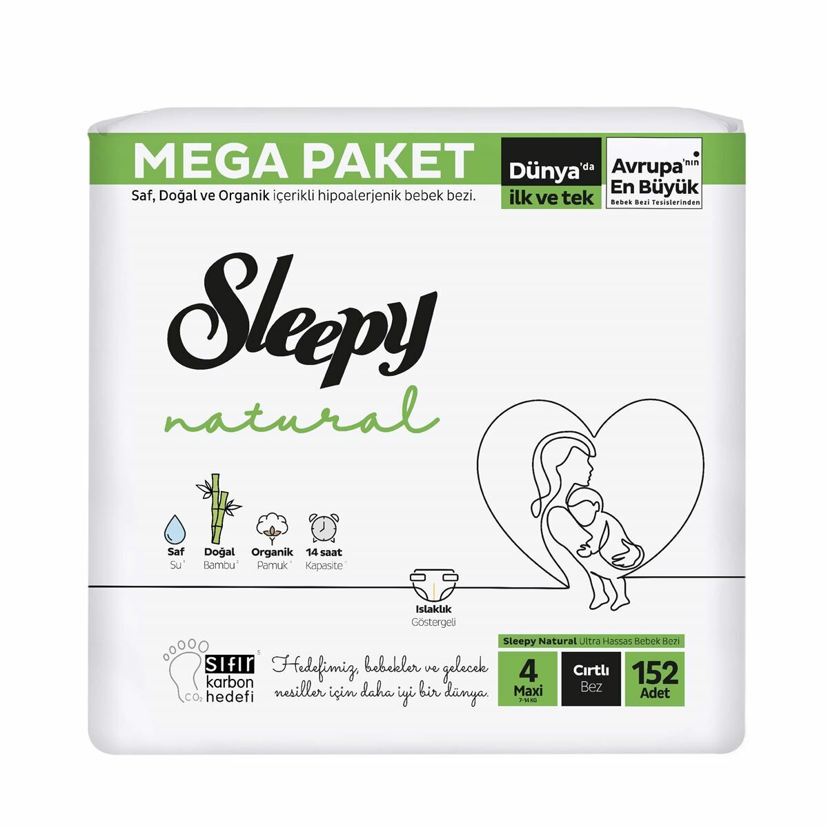 SLEEPY B.MEGA NATURAL 4 MAXİ 7-14KG 152'Lİ 1*2