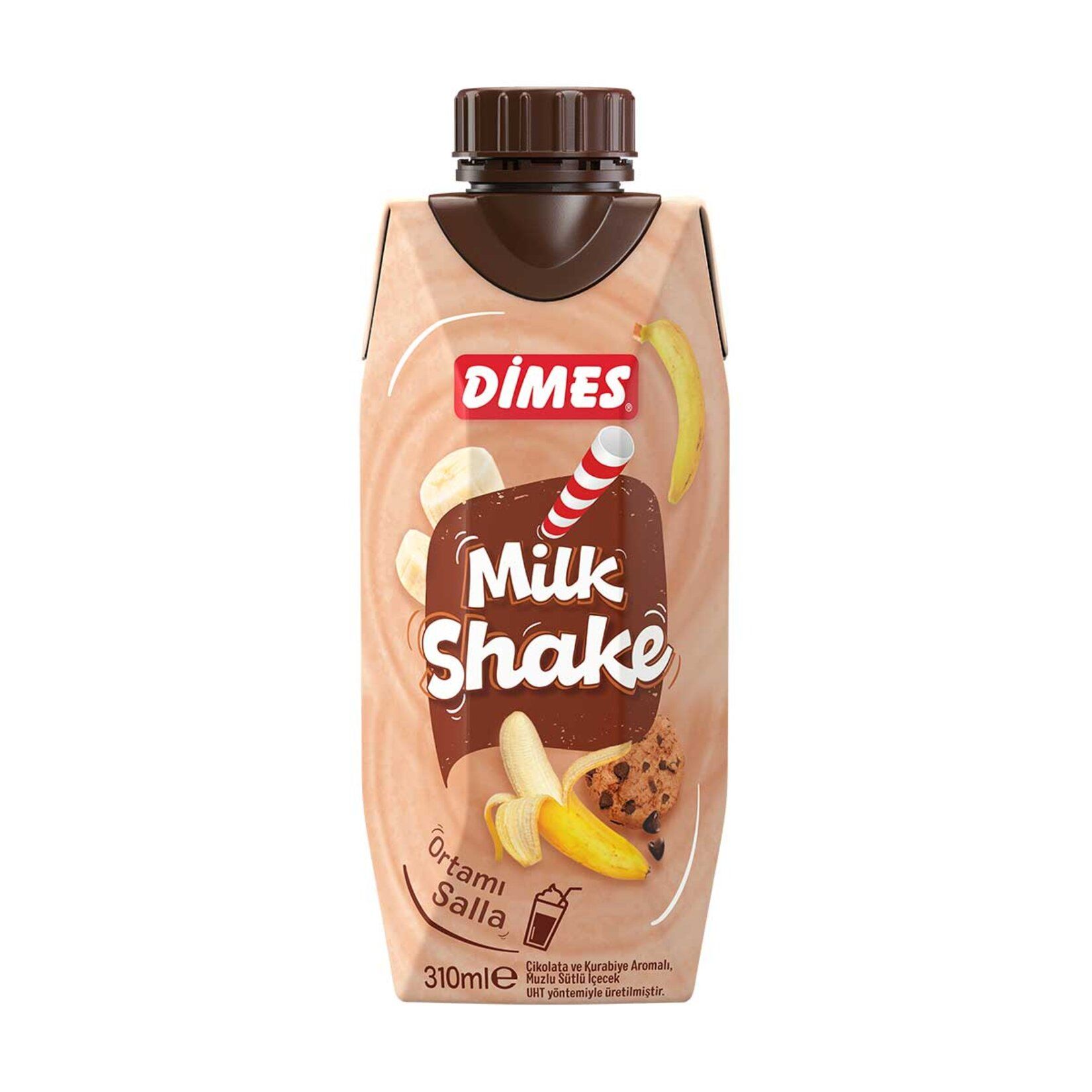 DİMES MİLKSHAKE ÇİK.& KURABİYE MUZLU SÜT 310ML 1*12