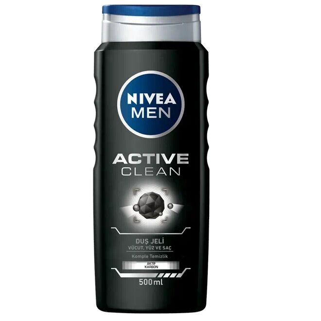 NIVEA DUŞ JELİ MEN 3İN1 500ML ACTİVE CLEAN CANLANDIRICI KARBON 84046 1*12