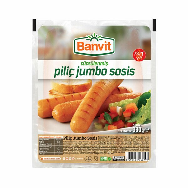 BANVİT SOSİS JUMBO 330GR TÜTSÜLENMİŞ UZUN 1*9