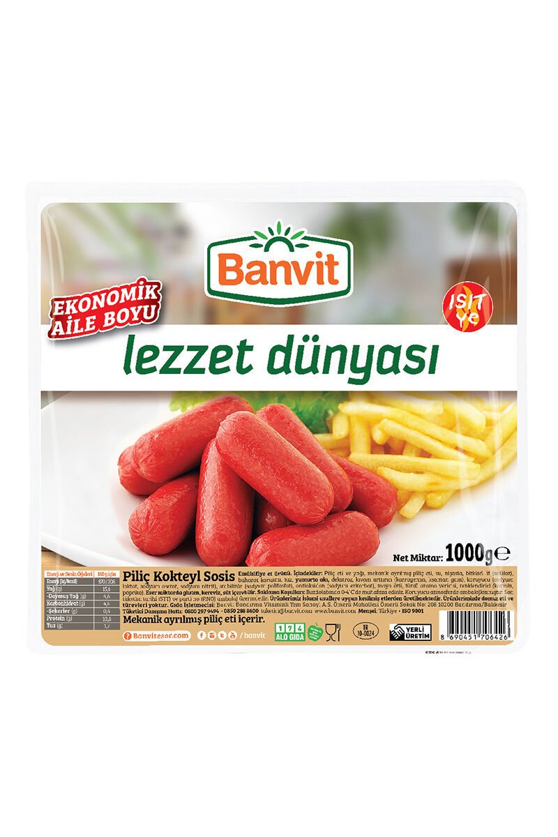 BANVİT SOSİS 1000GR PİLİÇ 1*12