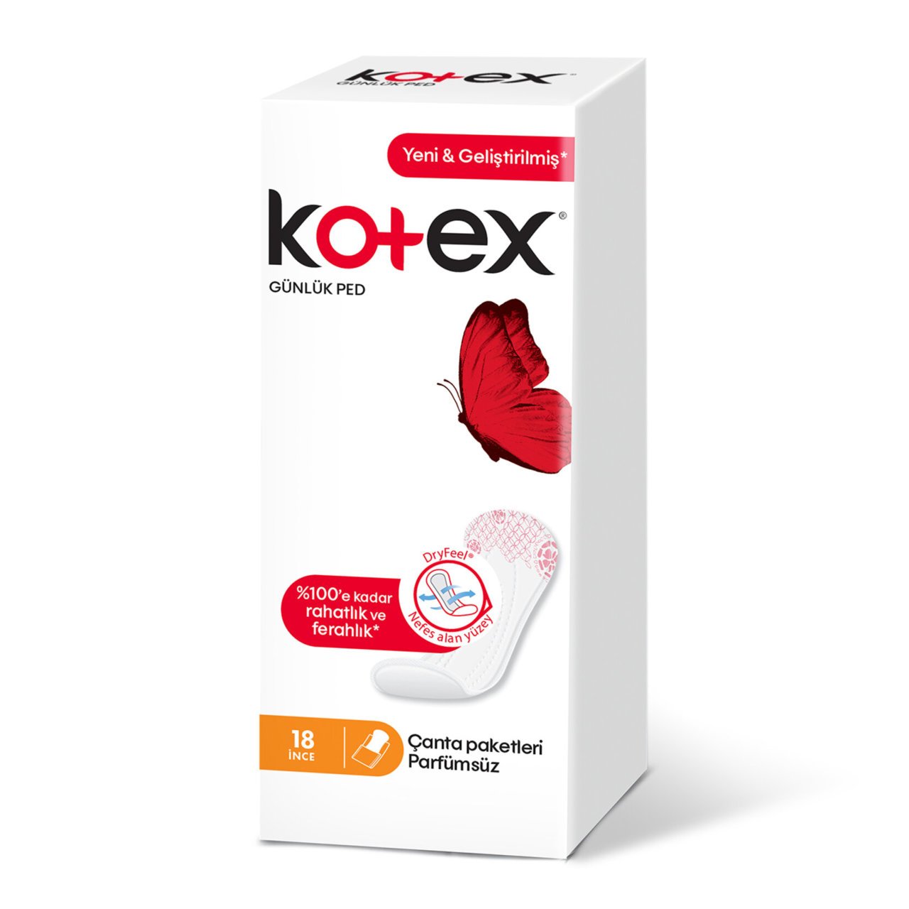 KOTEX GÜNLÜK İNCE PARFÜMSÜZ 18'Lİ 1*24