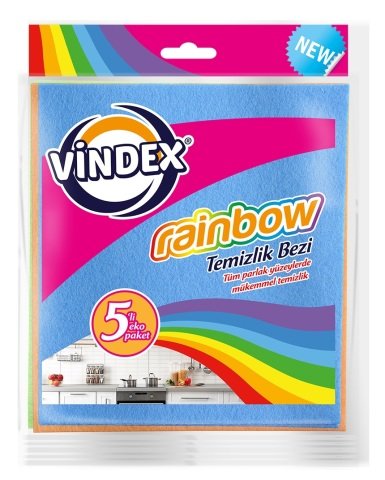 VİNDEX B.TEMİZLİK BEZİ RAİNBOW 5Lİ 1*48