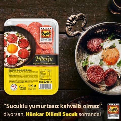 BEŞLER S.SUCUK 220GR DİLİMLİ HÜNKAR PİLİÇ ISIL İŞL.GÖR.1*18