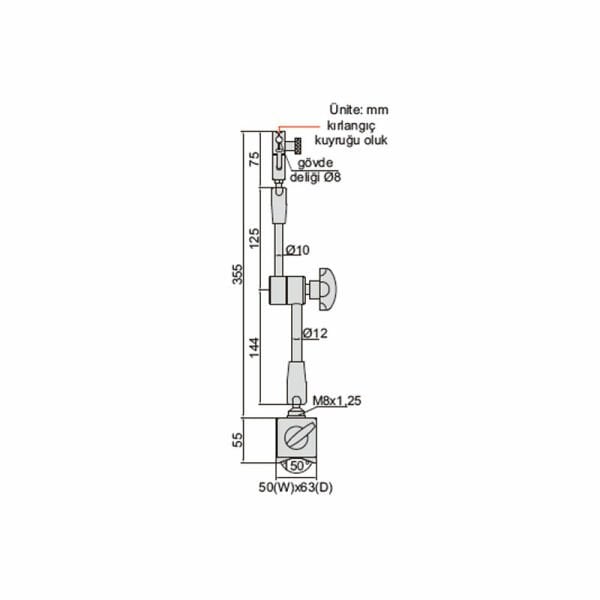 Insize 6208-80A Universal Manyetik Ayak