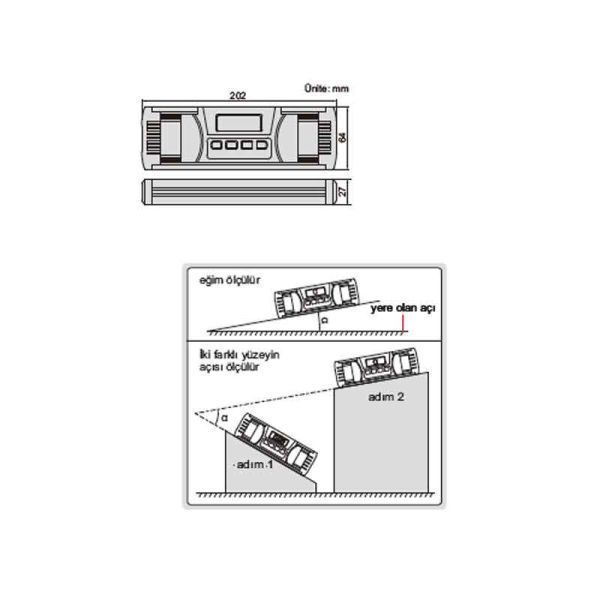 Insize 2179-360 IP54 Dijital Su Terazisi ve Eğim Ölçer