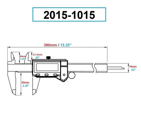 Dasqua 2015-1015 300 mm Mavi Seri Dijital Kumpas IP67 (Alüminyum Kutu) 0.0005 mm Tolerans