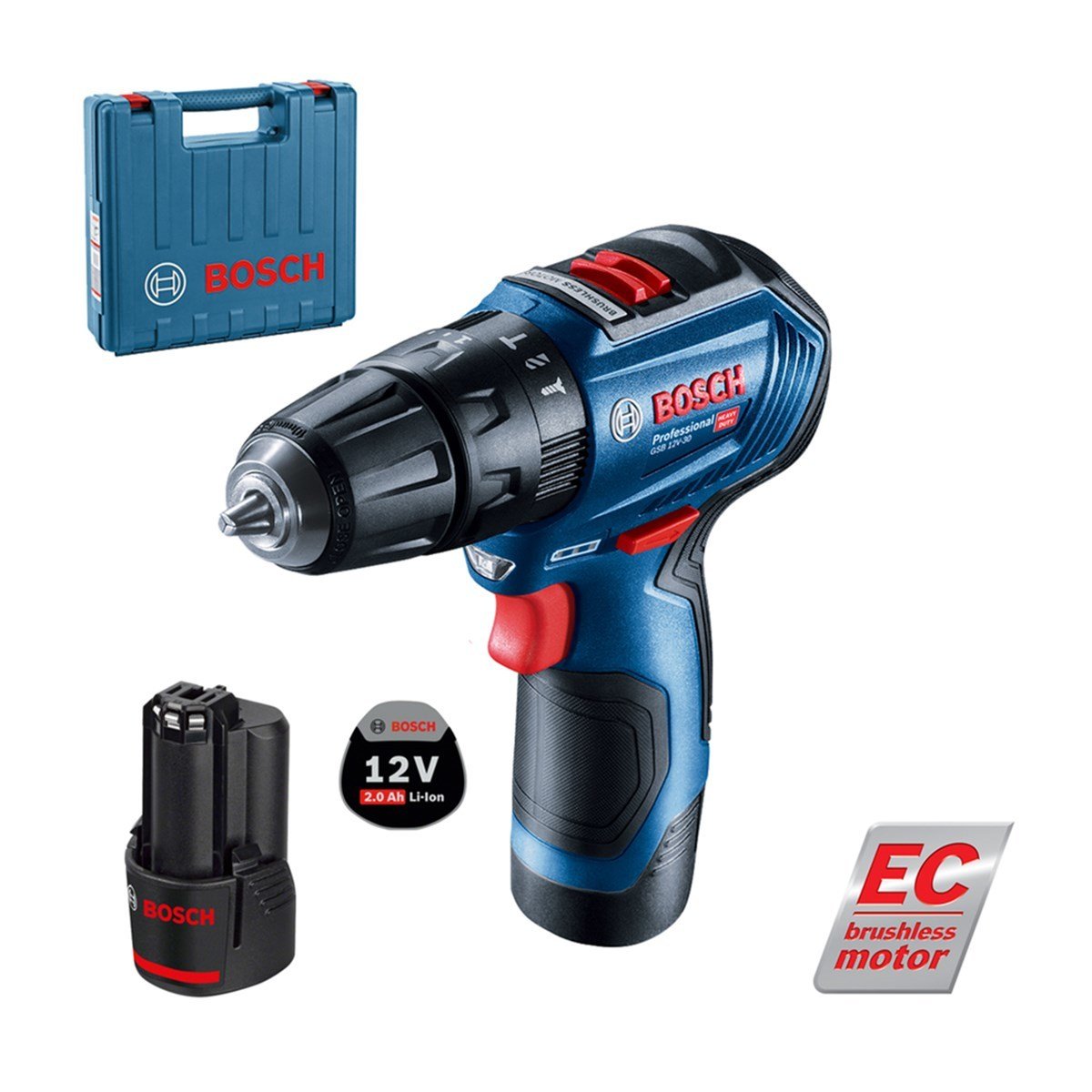 Bosch GSB 12V-30 12 Volt 2.0 Amper Çift Akülü Darbeli Vidalama Makinesi (06019G9100)