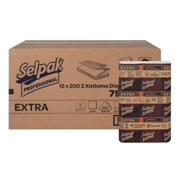 Selpak Professional Extra Z Katlama Dispenser Havlu 200'lü 12 Paket
