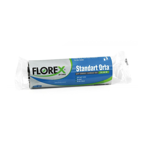 Florex Standart Çöp Torbası Orta Boy 55 x 60 Siyah 80 Gr