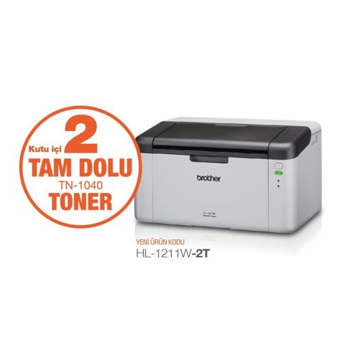 BROTHER HL-1211W-2T MONO LAZER A4 YAZICI/WIFI (2 TAM DOLU TONER)